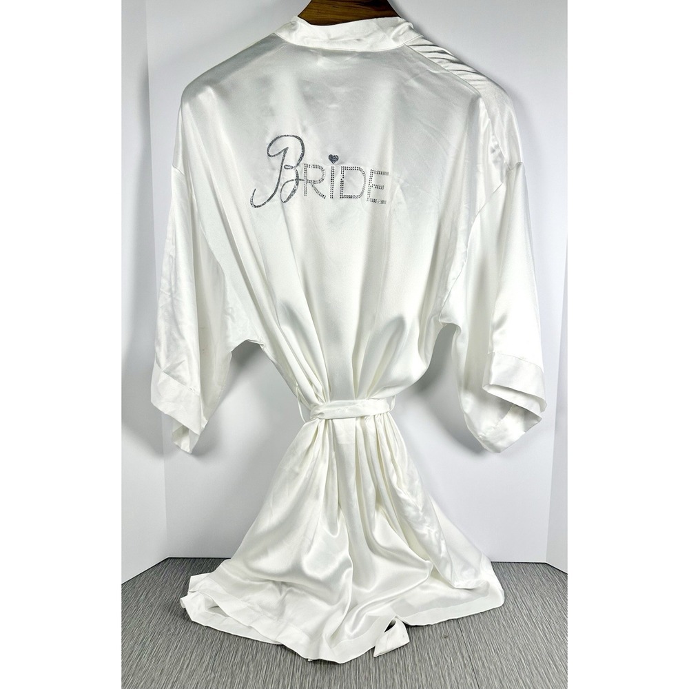 Victoria's Secret NWT I‎ Do series "Bride" One Size White Satin Rhinestone Robe